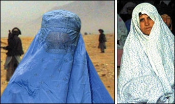 The burqa-wearing Salah, who is outraged by Asaad's (far right) immodest dress.